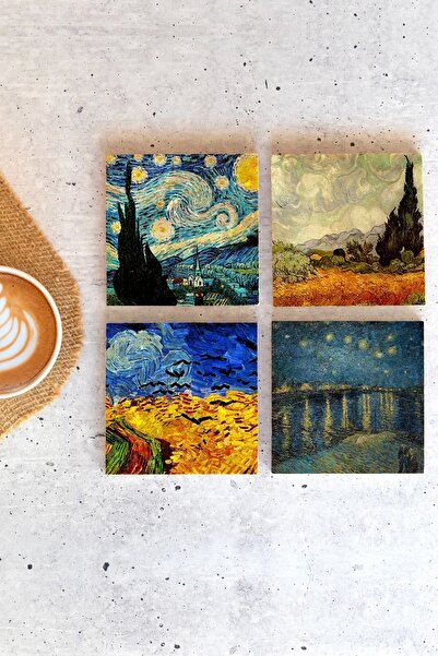LİNOVERA Van Gogh 4-Piece Stone Coasters