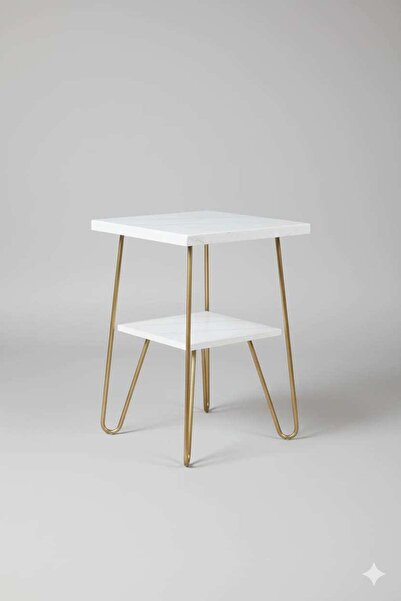 Generic طاولة جانبية مربعة الشكل مع مساحة تخزين من مستويين، طاولة قهوة صغيرة باللون الأبيض، مناسبة للمنزل والمكتب وغرفة المعيشة