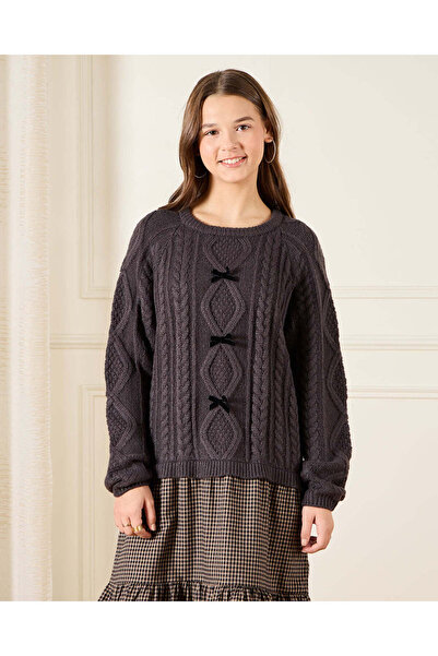 REDTAG Senior Girls Brown Embellished With Bow Twofer Dress