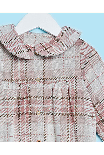 REDTAG Infant Girls Red Yarn Dyed Checkered Collared Dress