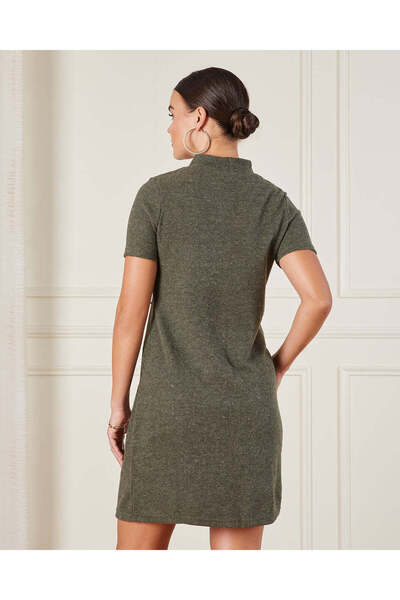 REDTAG Women Green High Neck Knit Dress