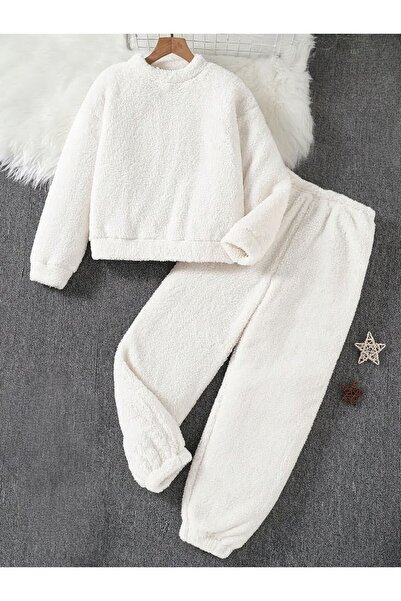 shop Λευκό βελούδινο σετ φόρμας