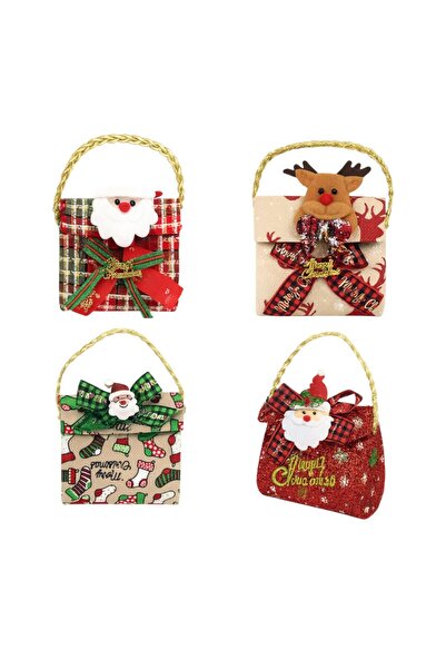 Issa Pungă cadou de Crăciun 12 x 11 x 6 cm, mâner împletit, diverse modele