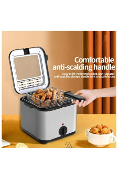 Denx 2.5L Electric Deep Fryer with Temperature Display, Up to 180°C, Stainless Steel