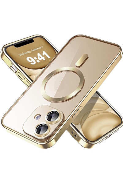 m.tk moveteck Samsung Galaxy A07 Kılıf Magsafe Wirelles Şarj Destekli Parlak Renkli Kenarlı Şeffaf Lensli Silikon