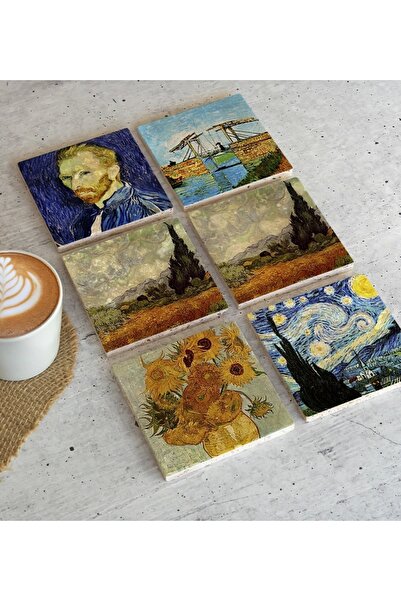 LİNOVERA Van Gogh 6-Piece Stone Coasters