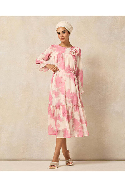 REDTAG Women Pink And Ivory Printed Dress