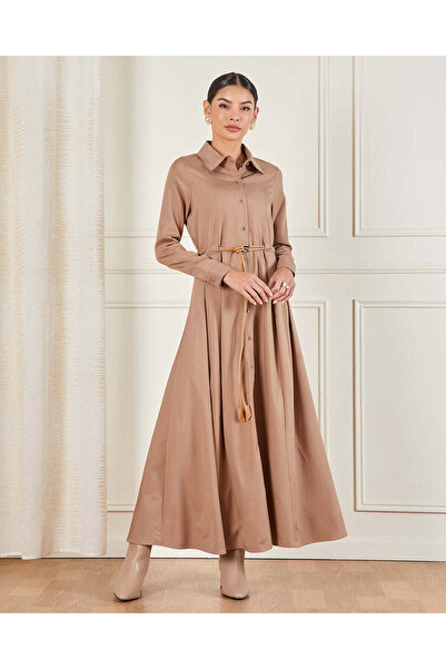 REDTAG Women Beige Belted Maxi Dress