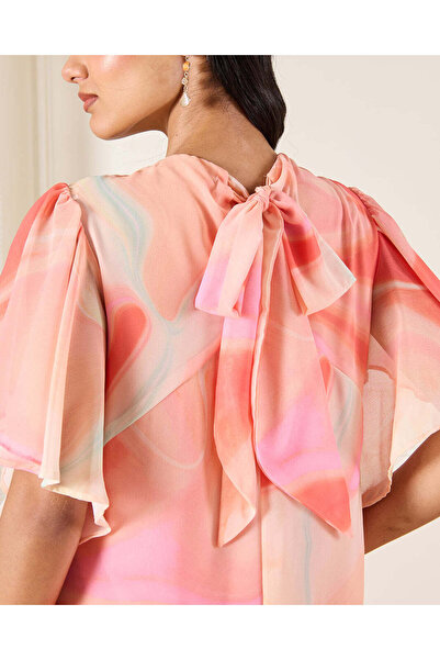 REDTAG Women Coral Printed Kaftan Dress