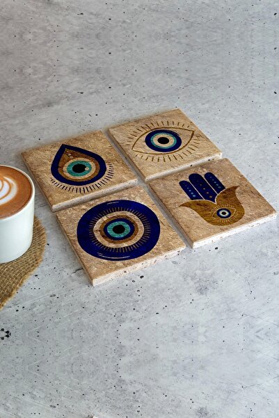 LİNOVERA Evil Eye Bead Stone Coaster