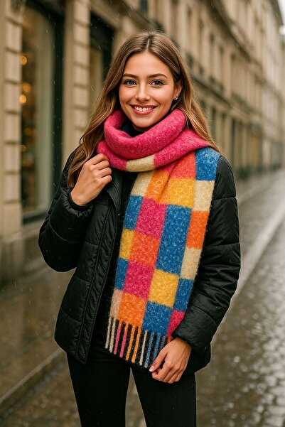 MARBERRY وشاح نسائي منقوش متعدد الألوان