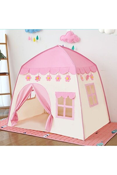 KRUZZEL Children's Play Tent with LED, 130 x 126 x 90 cm, Pink/White