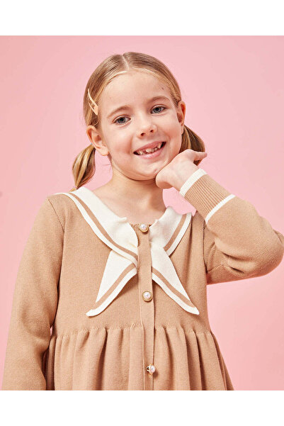 REDTAG Girls Brown Sweater Dress With Stockings (2 Piece)