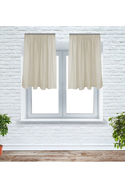 OEM Set of 2 kitchen curtains, 2x140x115 cm, with drapery, splashed texture, beige