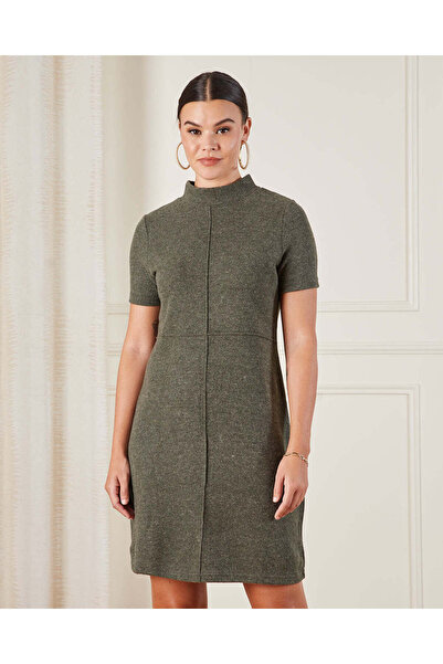 REDTAG Women Green High Neck Knit Dress