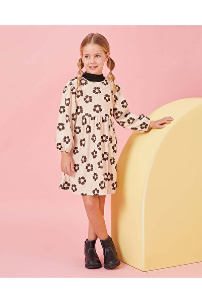 REDTAG Girls Beige Floral Print Dress