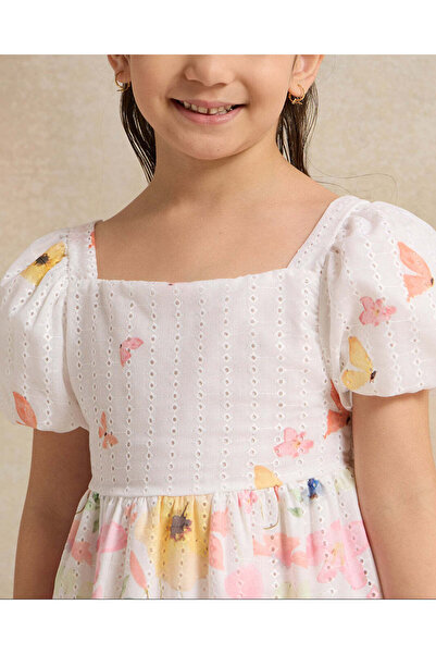 REDTAG Girls White Printed Dress