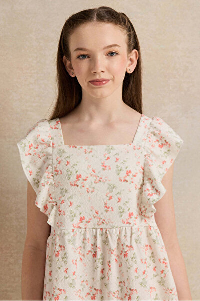 REDTAG Senior Girls White Floral Dress