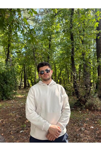 Butik Men's 3 Thread Basic O Oversized Kangaroo Pocket K Hooded Sweatshirt