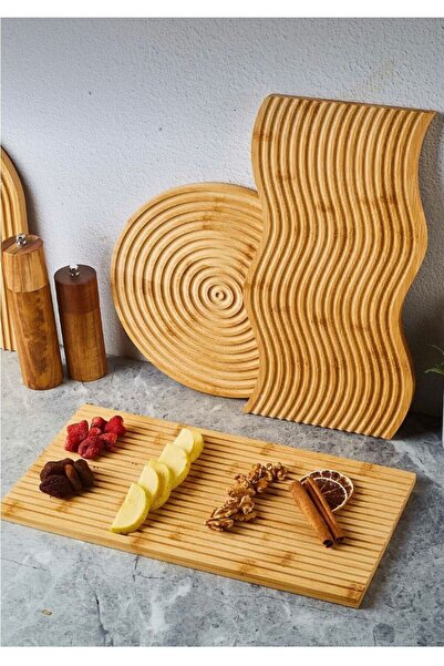 PİNK DESİGN KİTCHEN Set of 3 Bamboo Presentation Boards