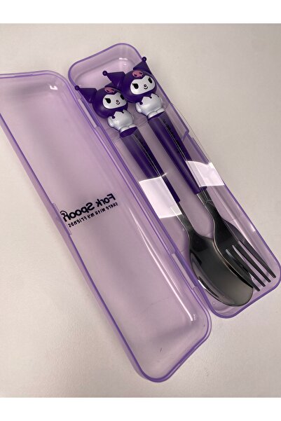 İnci Kuromi Çatal Kaşık Seti Çelik Sevimli Sanrio Set