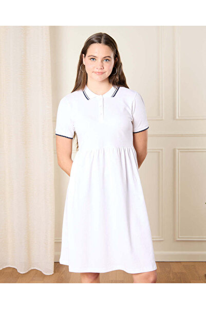 REDTAG Senior Girls White Pique Dress