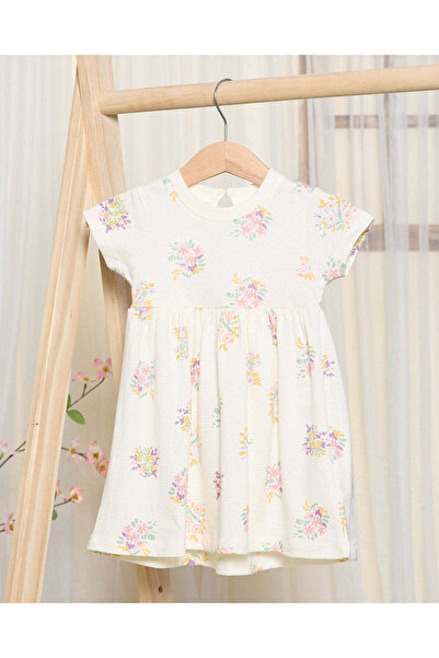 REDTAG Infant Girls Ivory Floral Printed Dress
