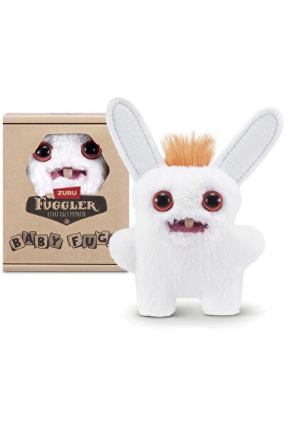 TOYFEST Mini Collectible Zuru Fuggler Baby Fuggs Funny Ugly Plush Toy Rabid Rabbit White 9cm