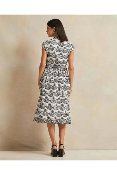 REDTAG Women White Allover Belted Maxi Dress