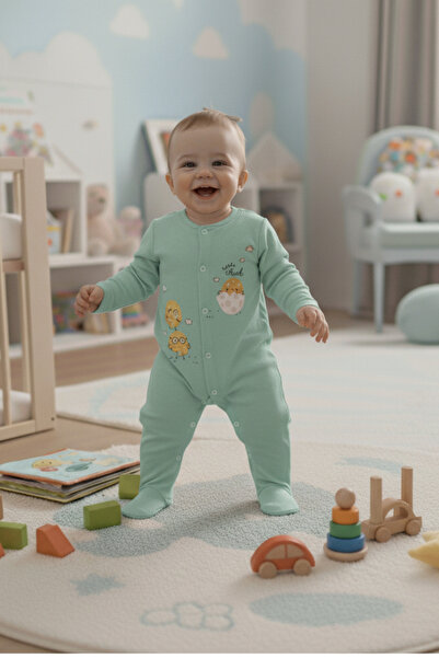 BEREKET BABY بدلة أطفال بأكمام طويلة من القطن للأعمار من 0 إلى 9 أشهر