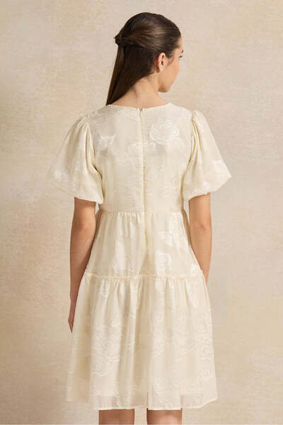 REDTAG Senior Girls White Dobby Dress