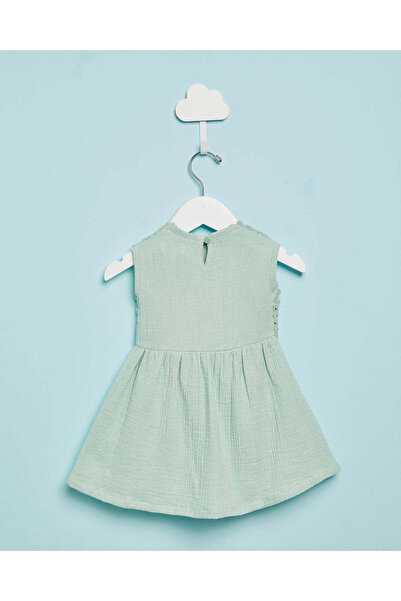 REDTAG Infant Girls Mint Crochet Woven Dress