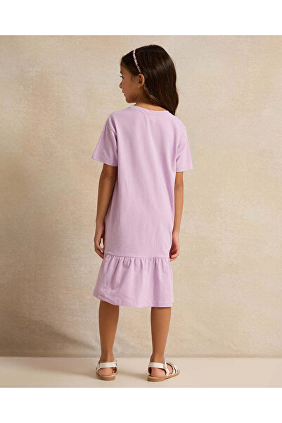 REDTAG Girls Purple Minnie Mouse & Daisy Duck Print Dress