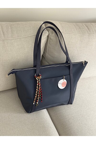 BAGLOVİS Charm Askili Large Navy Blue Women's Shoulder Bag En45 Boy30