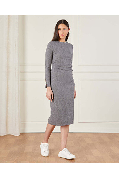 REDTAG Women Grey Long Sleeve Body Cone Dress
