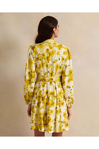 REDTAG Women Yellow Printed Mini Dress