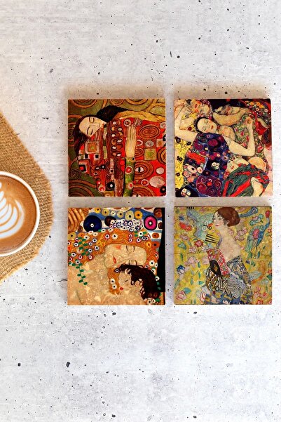 LİNOVERA Gustav Klimpt 4-Piece Stone Coasters