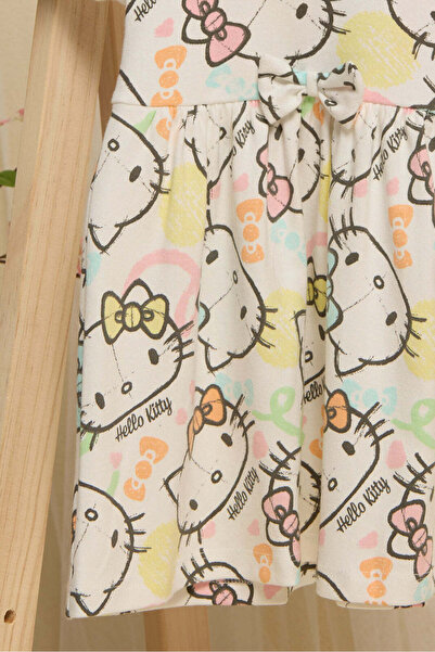 REDTAG Infant Girls White Hello Kitty Print Dress