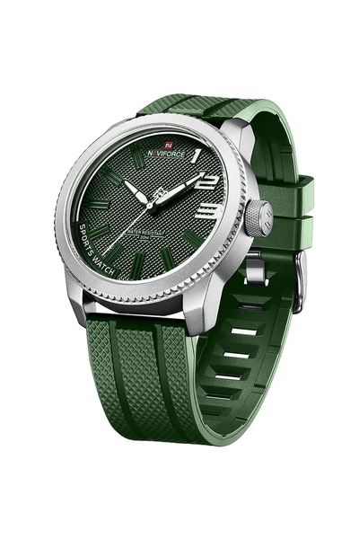 Naviforce Sport Waterproof Watch for Men/Boys, Silicone Band, Second Hand (Green)