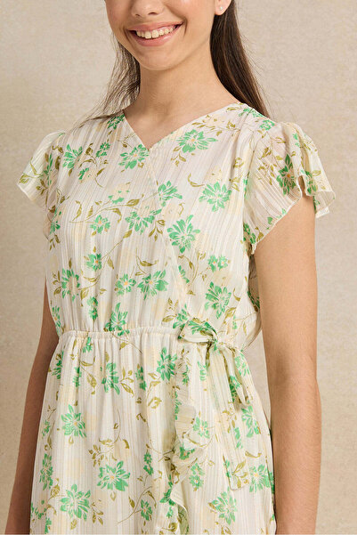 REDTAG Senior Girls White Chiffon Dress