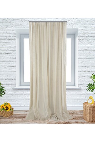 OEM Kitchen curtain, 300x240 cm, with drapery, splash texture, beige