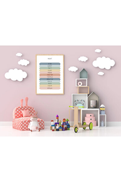 Esci Design Framed Children's Room Chart - Months Learning - Educational Chart - Learning Chart - Educational1001