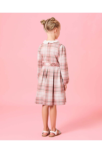 REDTAG Girls Pink And White Checkered Dress
