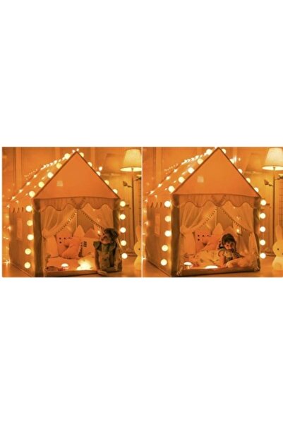 CLASStitude girls' play tent with LED lights, house style, windows, indoor/outdoor, 130x100x115 cm,
