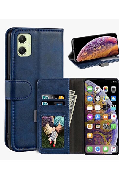 m.tk moveteck Samsung Galaxy A07 Kılıf 360 Tam Kaplar Deri Dokulu Kapaklı Cüzdan Standlı Kartvizitli Kopçalı Kapak