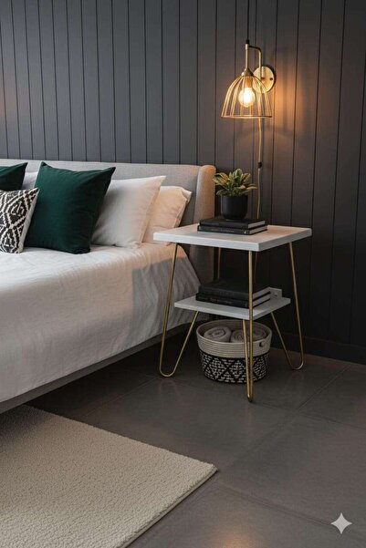 Generic طاولة جانبية مربعة الشكل مع مساحة تخزين من مستويين، طاولة قهوة صغيرة باللون الأبيض، مناسبة للمنزل والمكتب وغرفة المعيشة