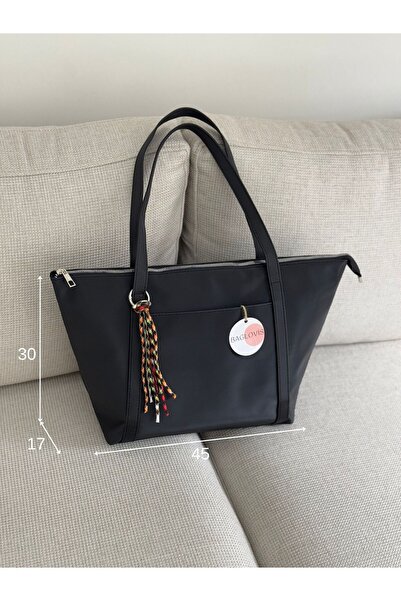 BAGLOVİS Charm Askili Large Black Women's Shoulder Bag En45 Boy30