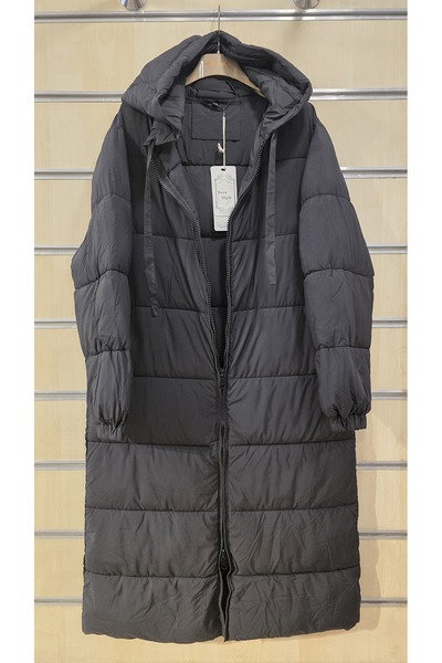 Park Moda Black Long Quilted Coat