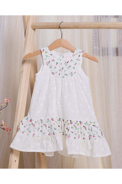 REDTAG Infant Girls White Embellished Dress