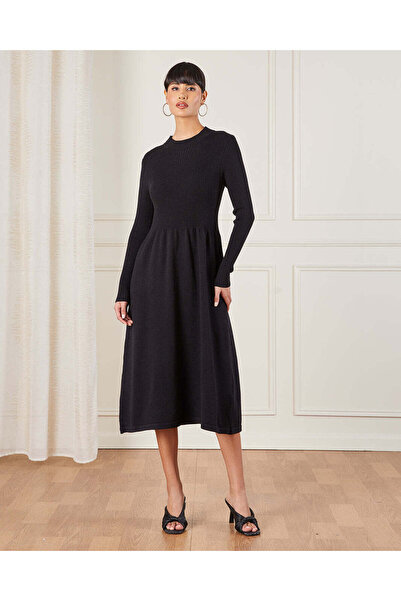 REDTAG Women Black A Line Midi Dress